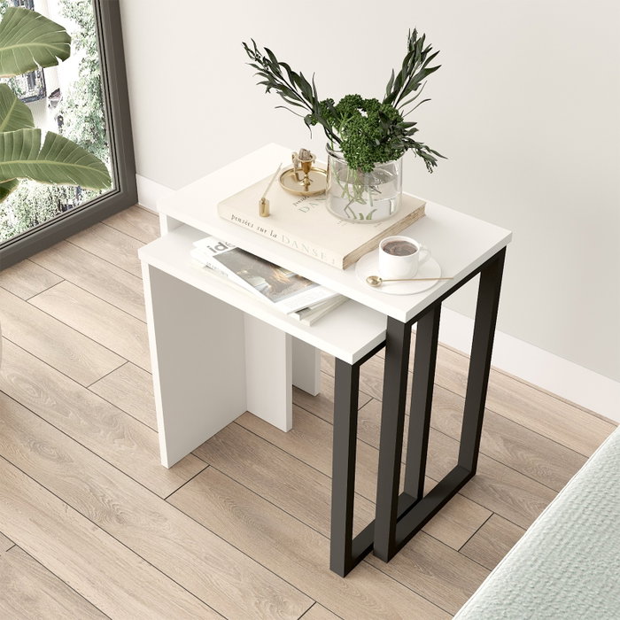 Hanah Home Mesas nido On7-W Blancas